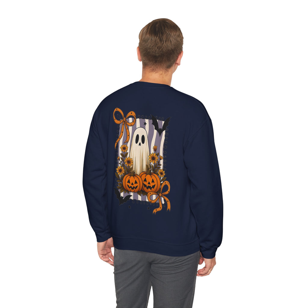 ORVIAN — Spooky & Sweet Ghost Crewneck, Coquette Bow Heart Halloween Unisex Sweatshirt