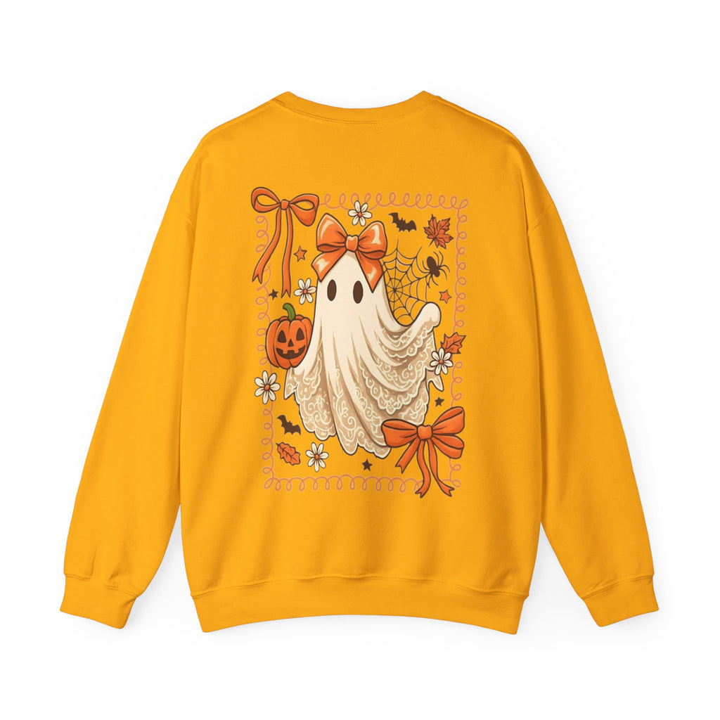ORVIAN — Coquette Ghost & Bow Halloween Crewneck, Lace Ghost Pumpkin Unisex Sweatshirt