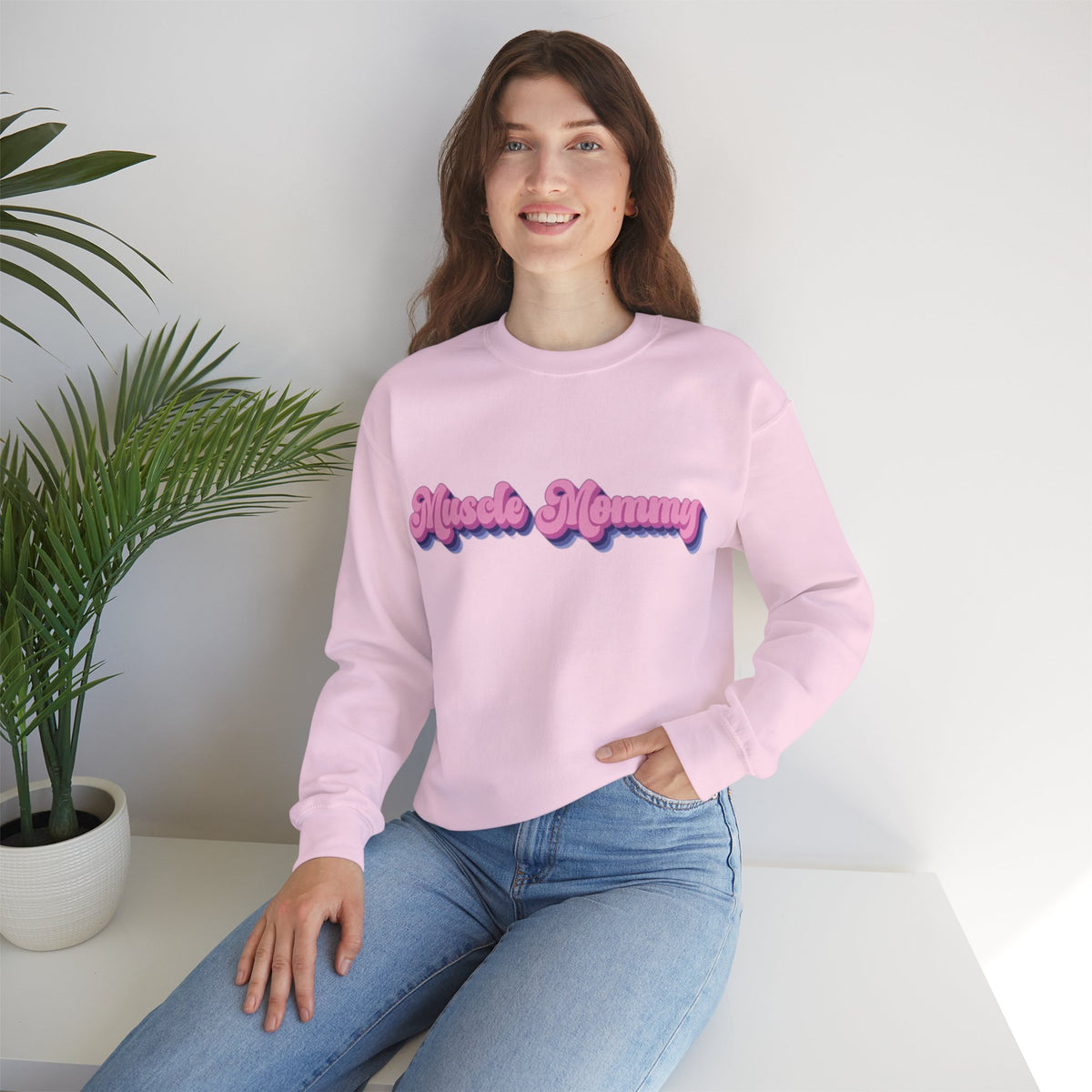 ORVIAN — Muscle Mommy Girls Just Wanna Have Guns Crewneck, Bold Feminine Typography Unisex