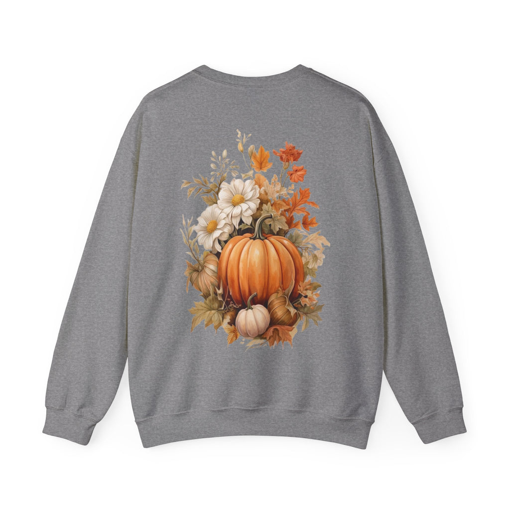 ORVIAN — Pumpkin Spice & Autumn Botanicals Crewneck, Floral Pumpkin Fall Unisex Sweatshirt