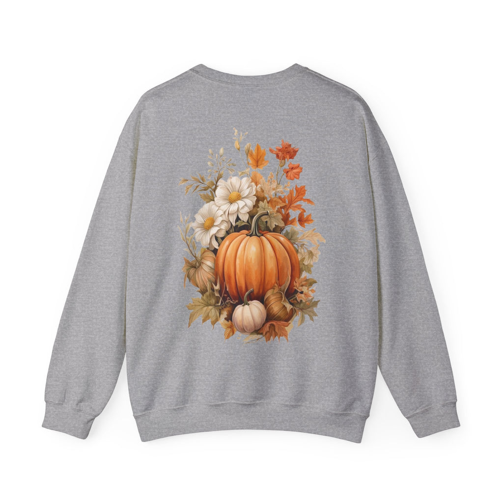 ORVIAN — Pumpkin Spice & Autumn Botanicals Crewneck, Floral Pumpkin Fall Unisex Sweatshirt