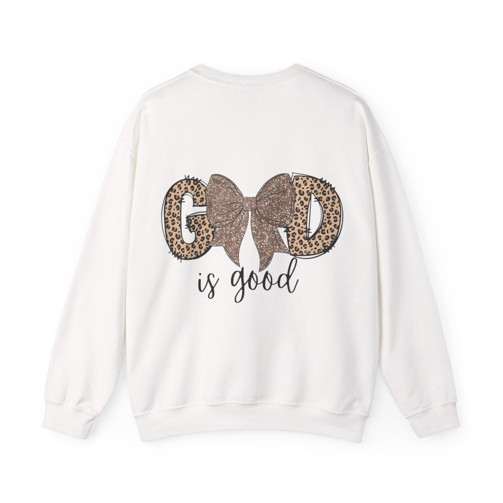 ORVIAN — Leopard Is The New Black & God Is Good Coquette Bow Crewneck, Faith-Inspired Unisex