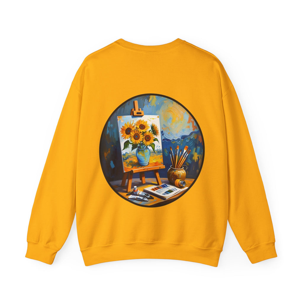 ORVIAN — Van Gogh Starry Night Sunflower & Artist Easel Crewneck, Art-Inspired Sweatshirt