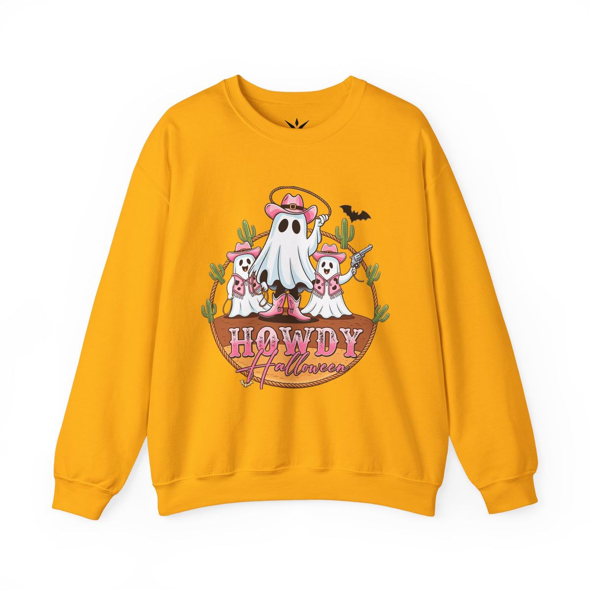 ORVIAN — Howdy Halloween Ghost Cowboy Crewneck, Pink Cowboo Western Unisex Heavy Blend