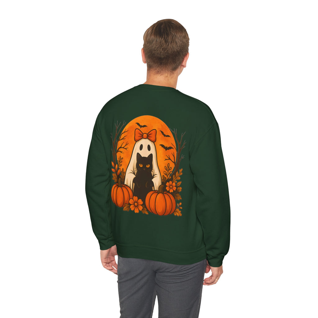ORVIAN — Black Cat & Pumpkin Halloween Crewneck, Ghost & Coquette Bow Unisex Heavy Blend
