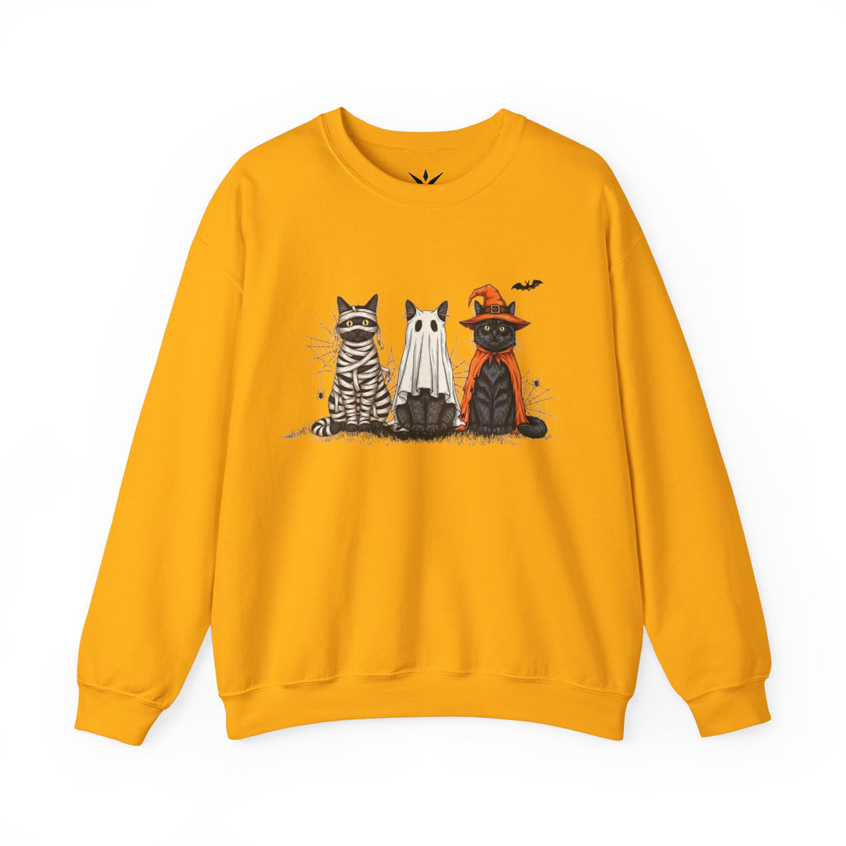 ORVIAN — Halloween Cats & Ghosts Crewneck, Spooky Cute Black Cat Unisex Sweatshirt