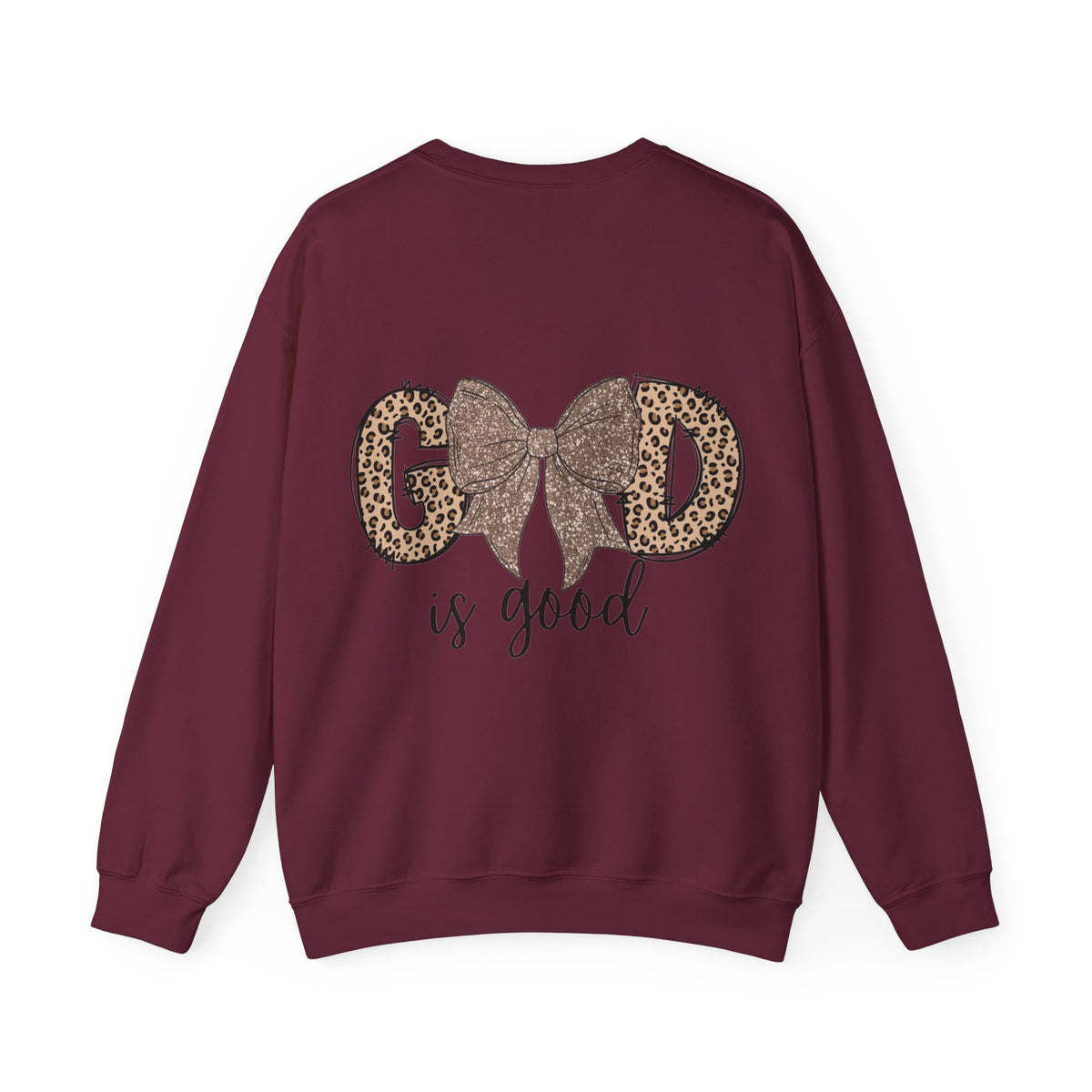 ORVIAN — Leopard Is The New Black & God Is Good Coquette Bow Crewneck, Faith-Inspired Unisex