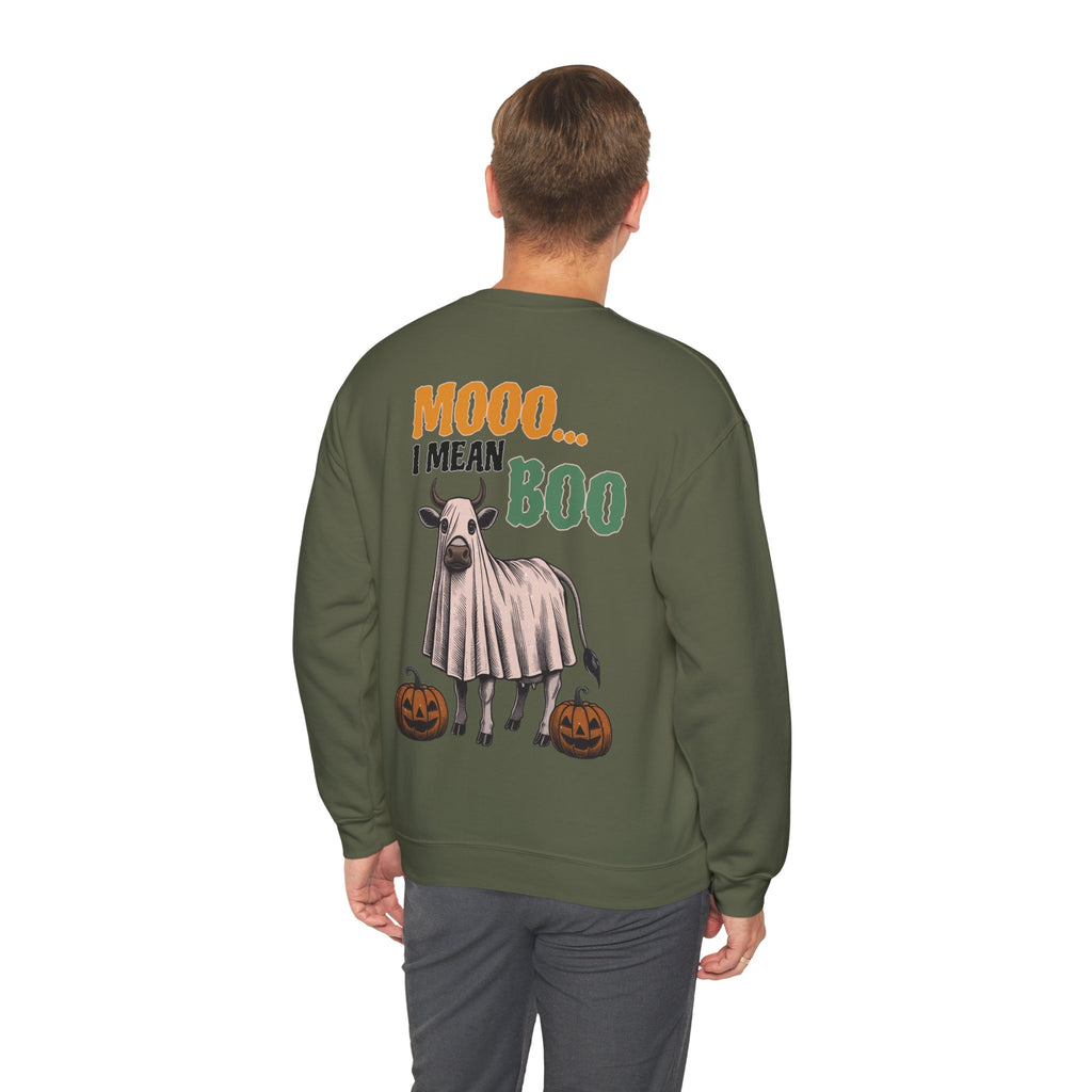 ORVIAN — Howdy Fall Wéstern Pumpkin & Ghost Cow Crewneck, Moo I Mean Boo Halloween Unisex