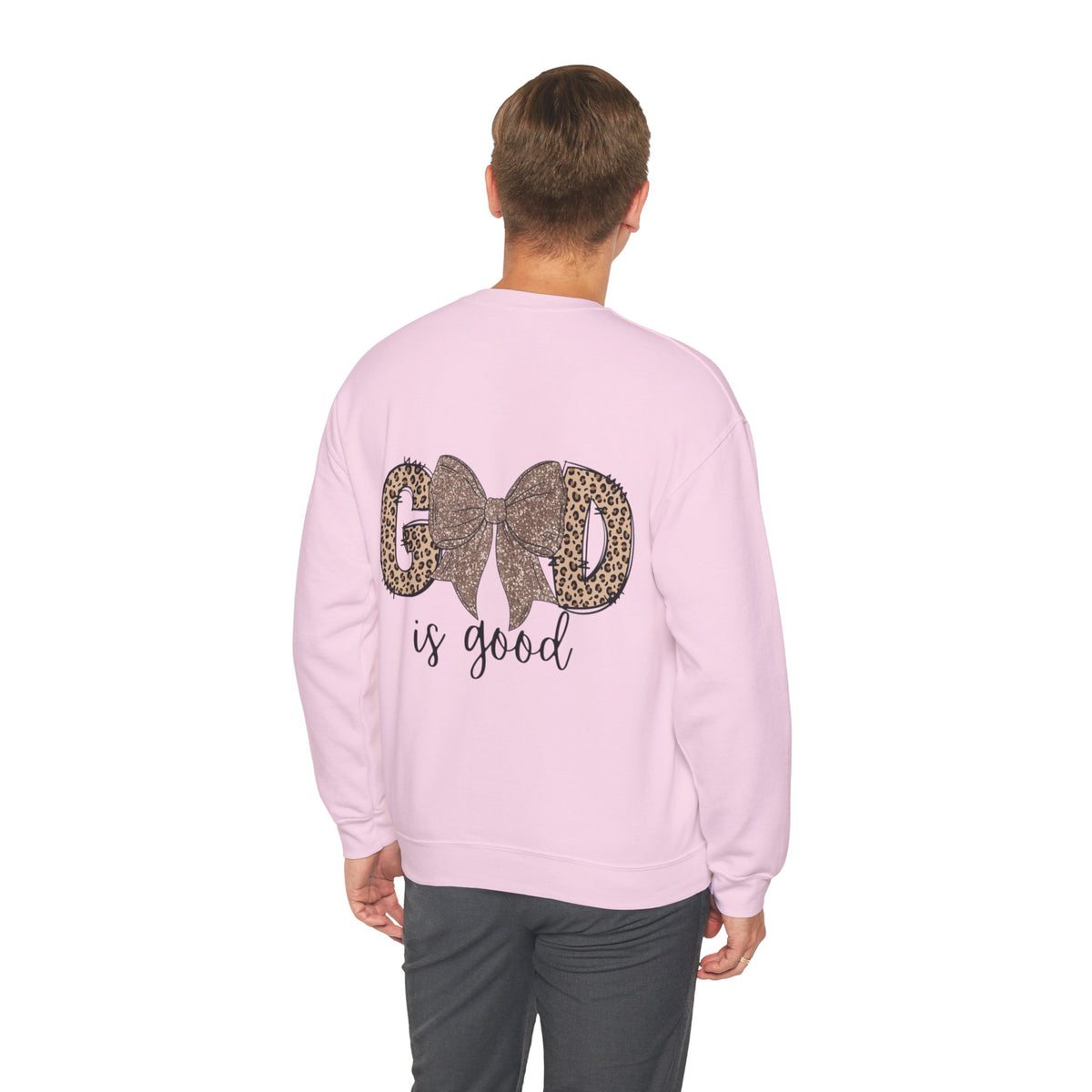ORVIAN — Leopard Is The New Black & God Is Good Coquette Bow Crewneck, Faith-Inspired Unisex