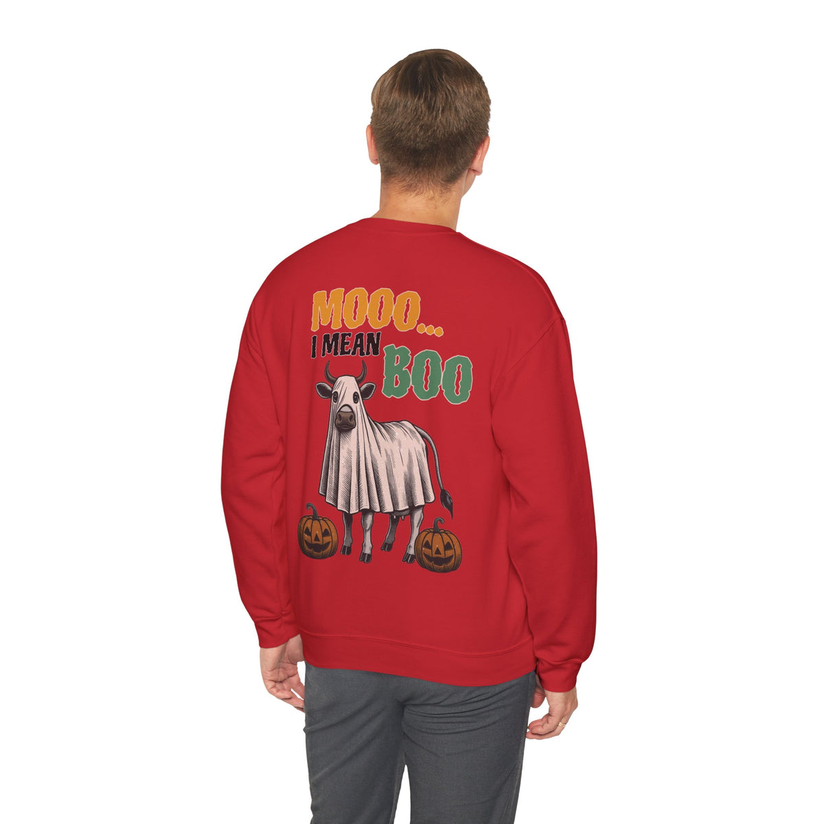 ORVIAN — Howdy Fall Wéstern Pumpkin & Ghost Cow Crewneck, Moo I Mean Boo Halloween Unisex