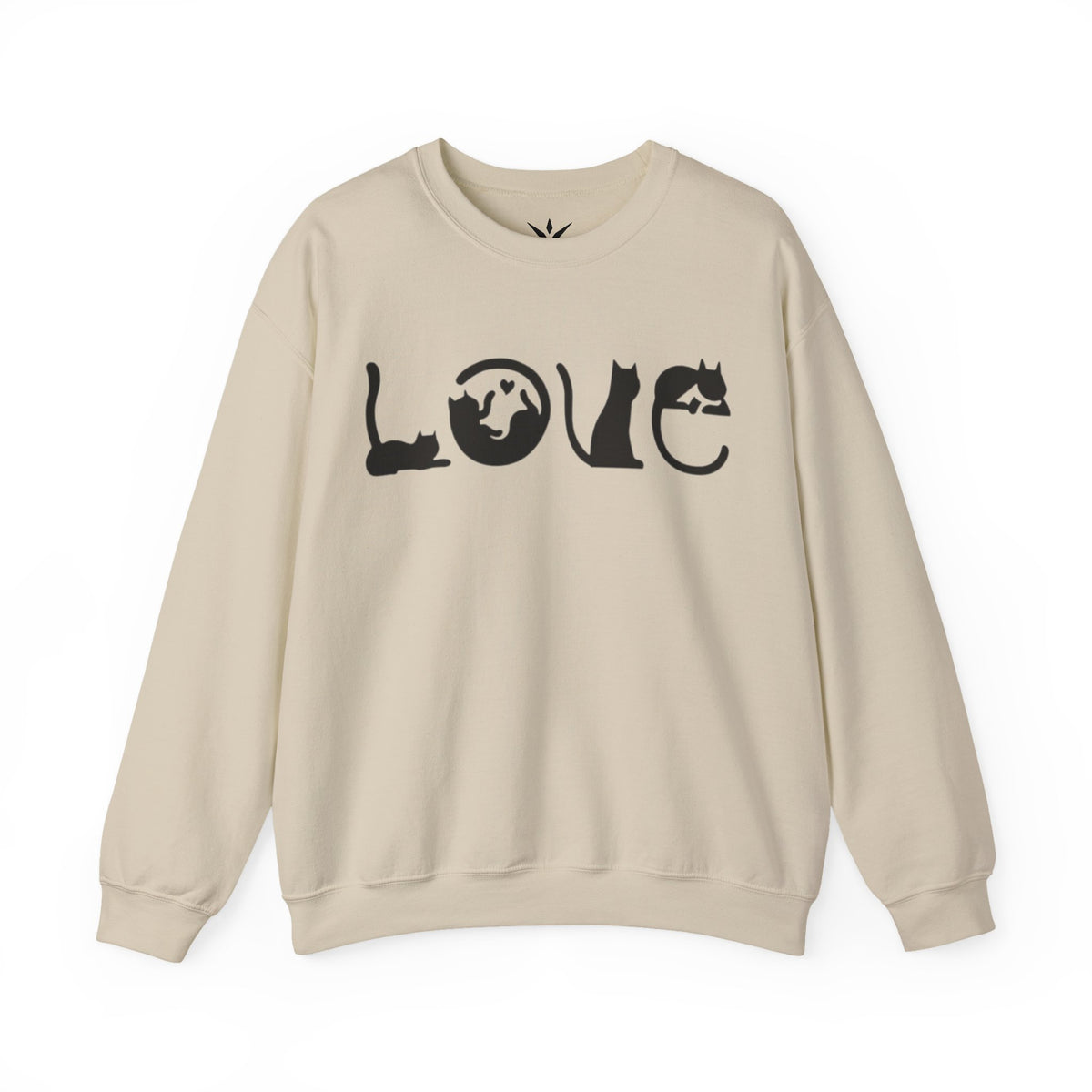 ORVIAN — LOVE Cat Silhouette & Heart-Shaped Cats Crewneck, Cat Lover Unisex Heavy Blend