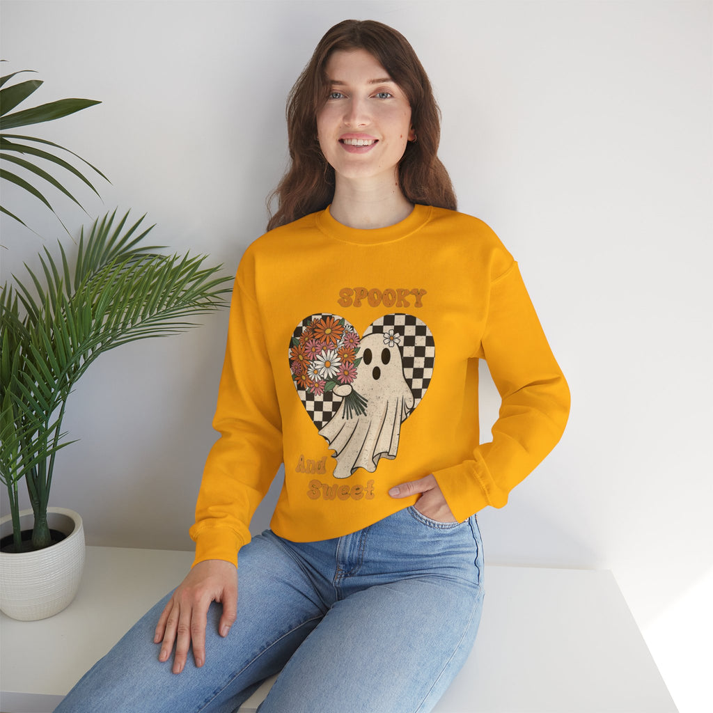 ORVIAN — Spooky & Sweet Ghost Crewneck, Coquette Bow Heart Halloween Unisex Sweatshirt