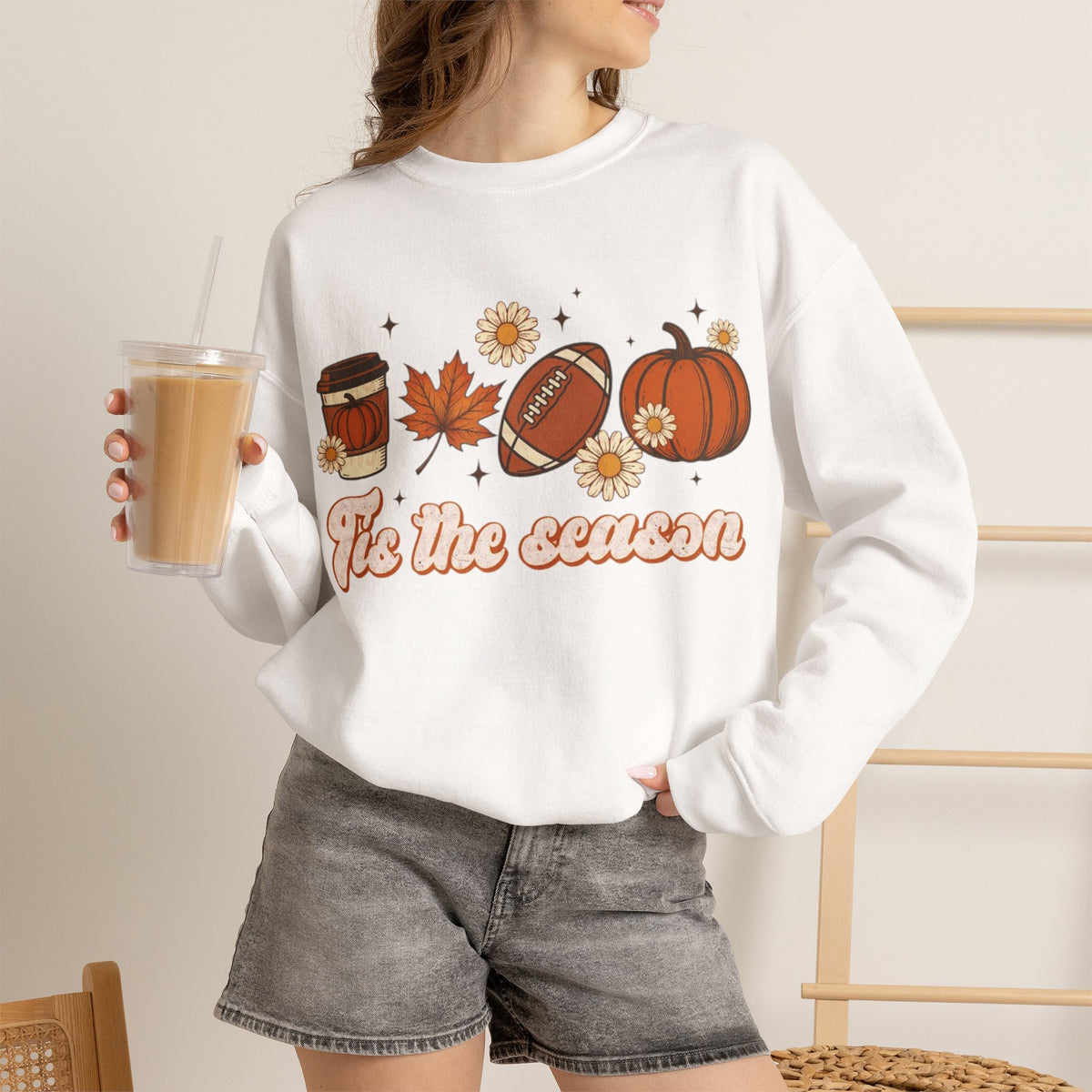 ORVIAN — ’Tis the Season Fall & Football Crewneck, Fall Sweet Fall Daisy Unisex Heavy Blend