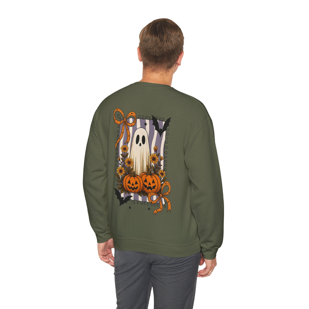 ORVIAN — Spooky & Sweet Ghost Crewneck, Coquette Bow Heart Halloween Unisex Sweatshirt