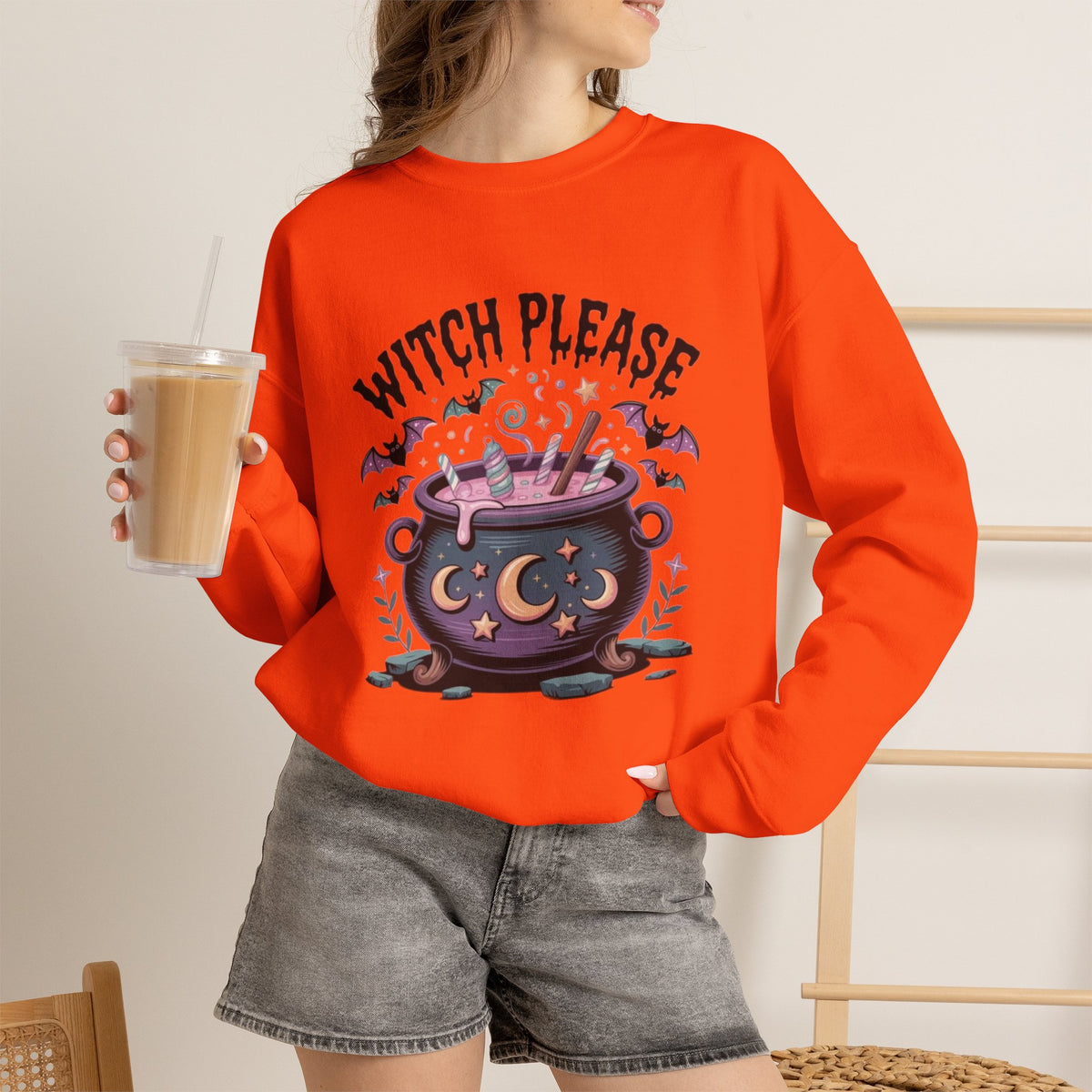 ORVIAN — Witch Please & I'm Just a Housewife Witch Crewneck, Magical Cauldron Unisex Heavy Blend