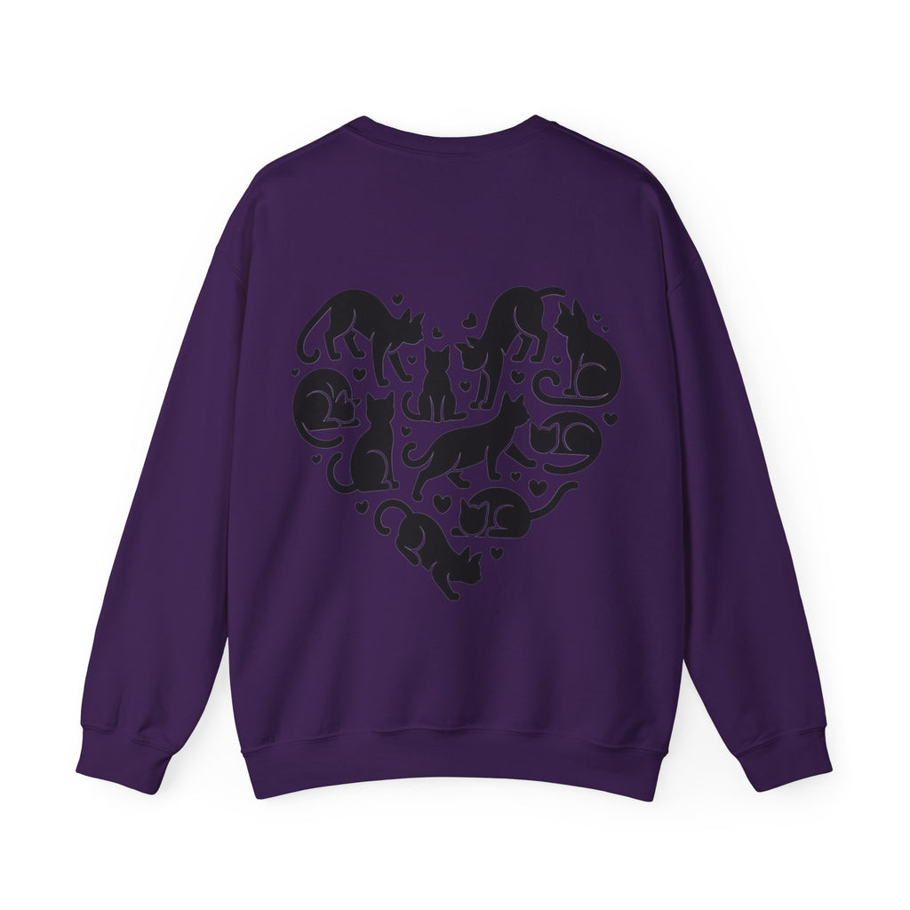 ORVIAN — LOVE Cat Silhouette & Heart-Shaped Cats Crewneck, Cat Lover Unisex Heavy Blend