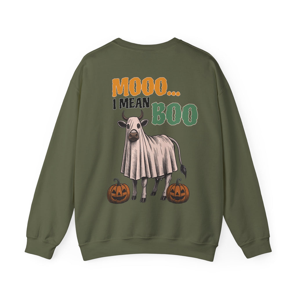 ORVIAN — Howdy Fall Wéstern Pumpkin & Ghost Cow Crewneck, Moo I Mean Boo Halloween Unisex