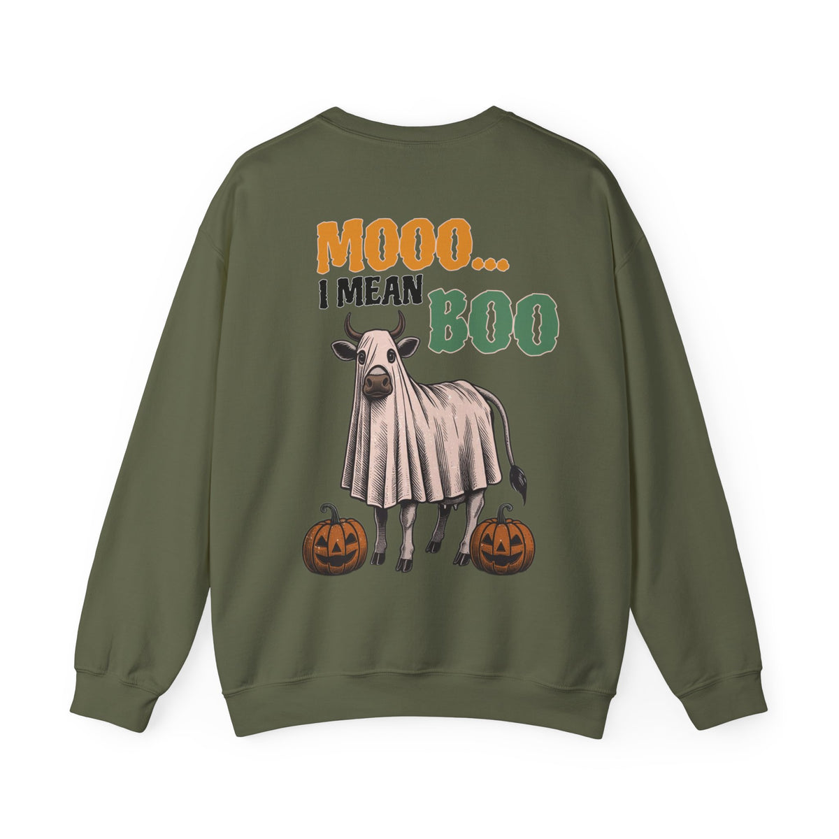 ORVIAN — Howdy Fall Wéstern Pumpkin & Ghost Cow Crewneck, Moo I Mean Boo Halloween Unisex