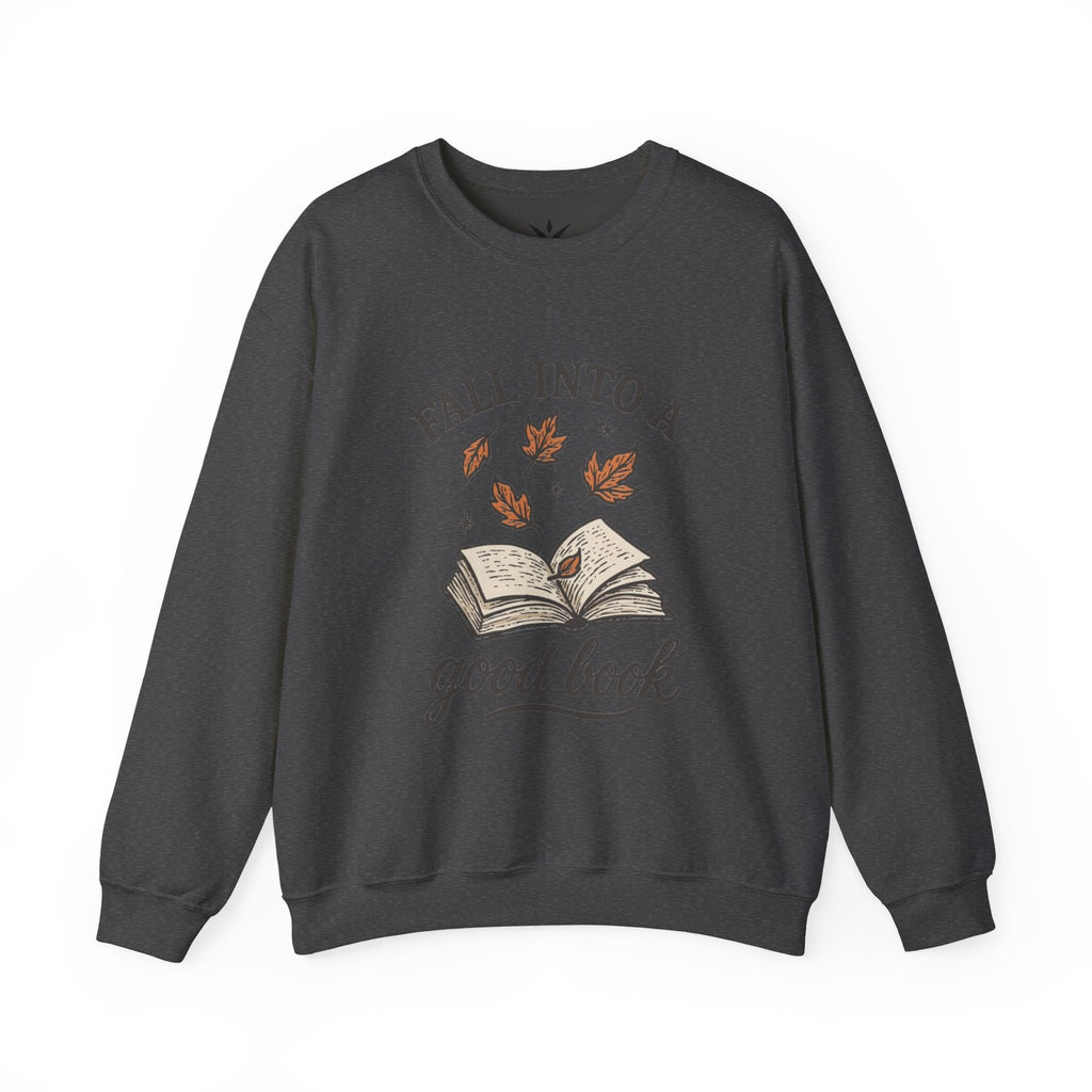 ORVIAN — Fall Into a Good Book Ghost Crewneck, Cozy Autumn Book Lover Unisex Heavy Blend
