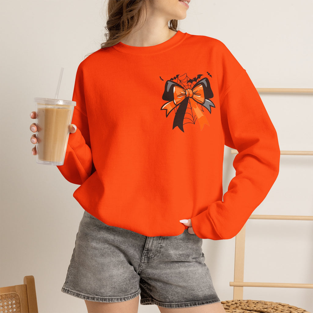 ORVIAN — Coquette Ghost & Bow Halloween Crewneck, Lace Ghost Pumpkin Unisex Sweatshirt