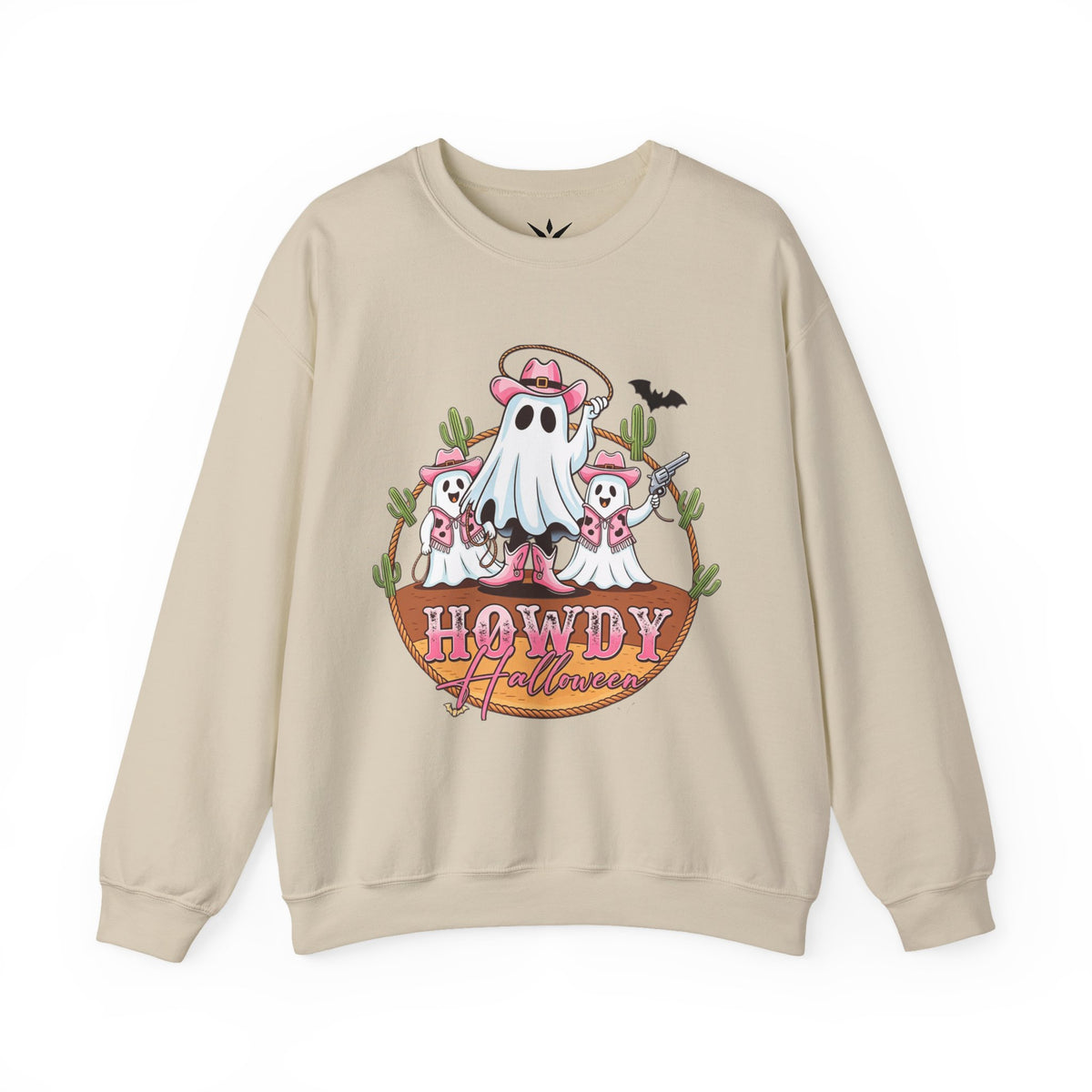 ORVIAN — Howdy Halloween Ghost Cowboy Crewneck, Pink Cowboo Western Unisex Heavy Blend
