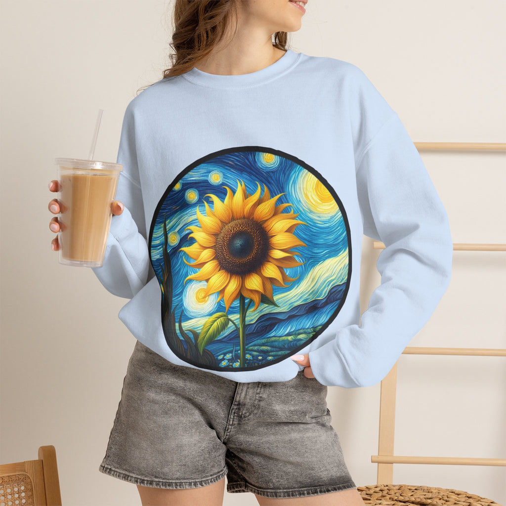 ORVIAN — Van Gogh Starry Night Sunflower & Artist Easel Crewneck, Art-Inspired Sweatshirt