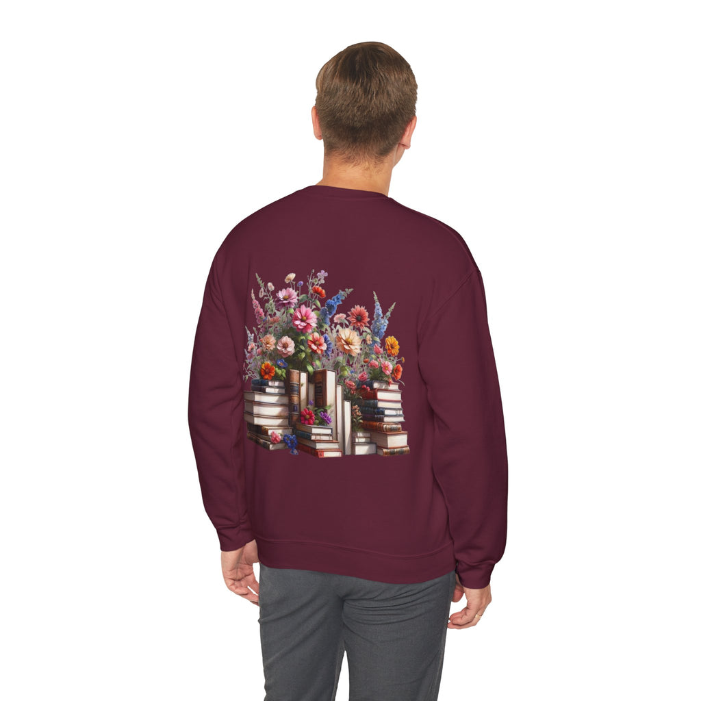 ORVIAN — Steampunk Floral Pocket Watch & Blooming Books Crewneck, Vintage Literary Unisex