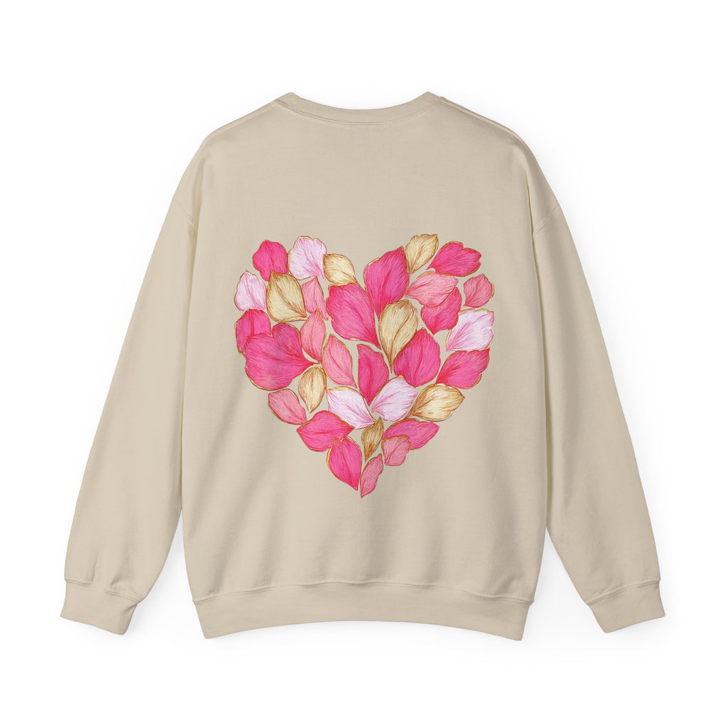ORVIAN — Floral Rose Heart Crewneck, Romantic Pink Flower Valentine Sweatshirt, Unisex Heavy Blend