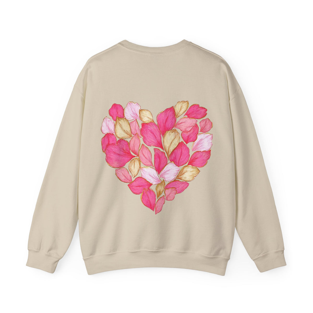ORVIAN — Floral Rose Heart Crewneck, Romantic Pink Flower Valentine Sweatshirt, Unisex Heavy Blend