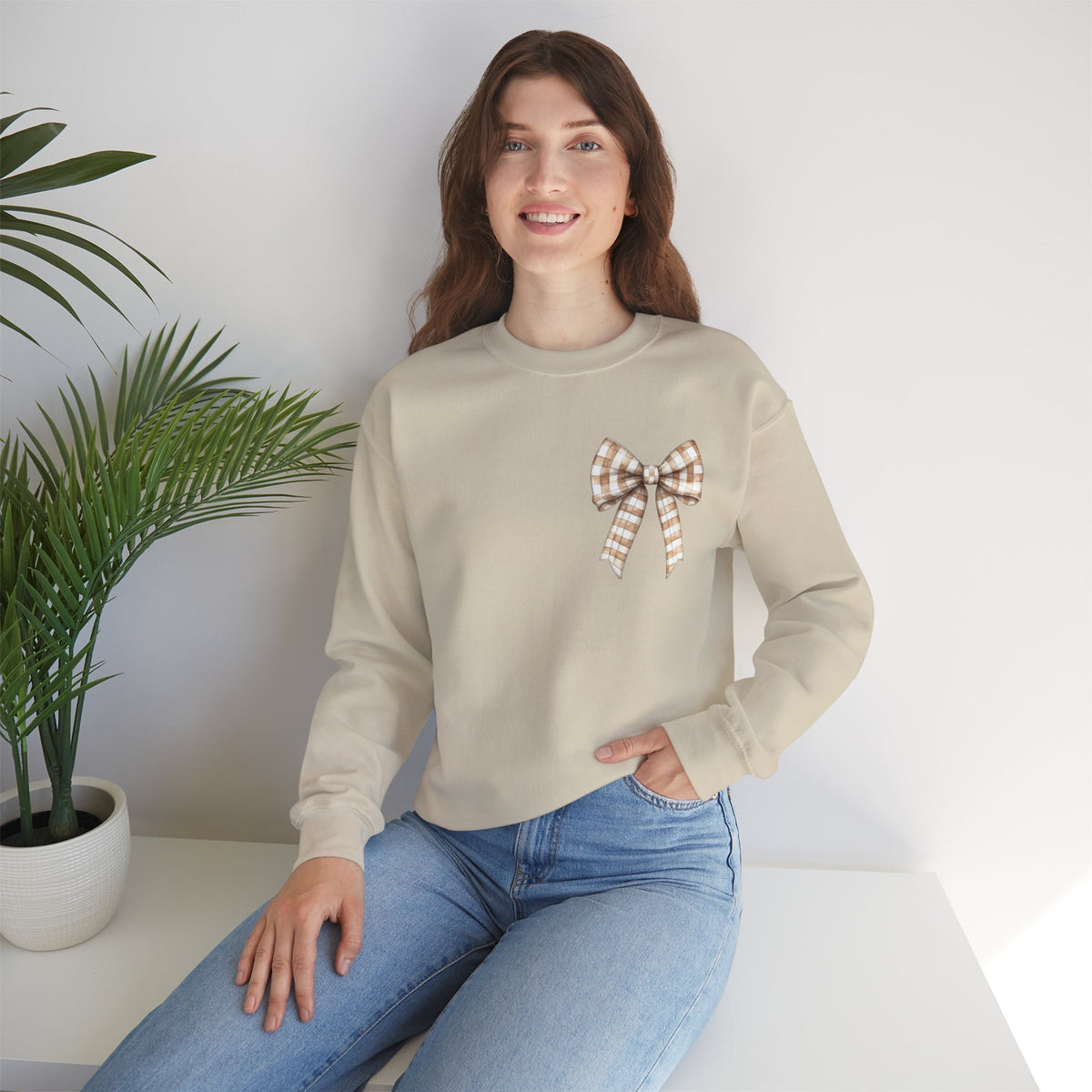 ORVIAN — Touchdown Season Football Bow Crewneck, Sparkle Game Day Sporty Unisex Heavy Blend