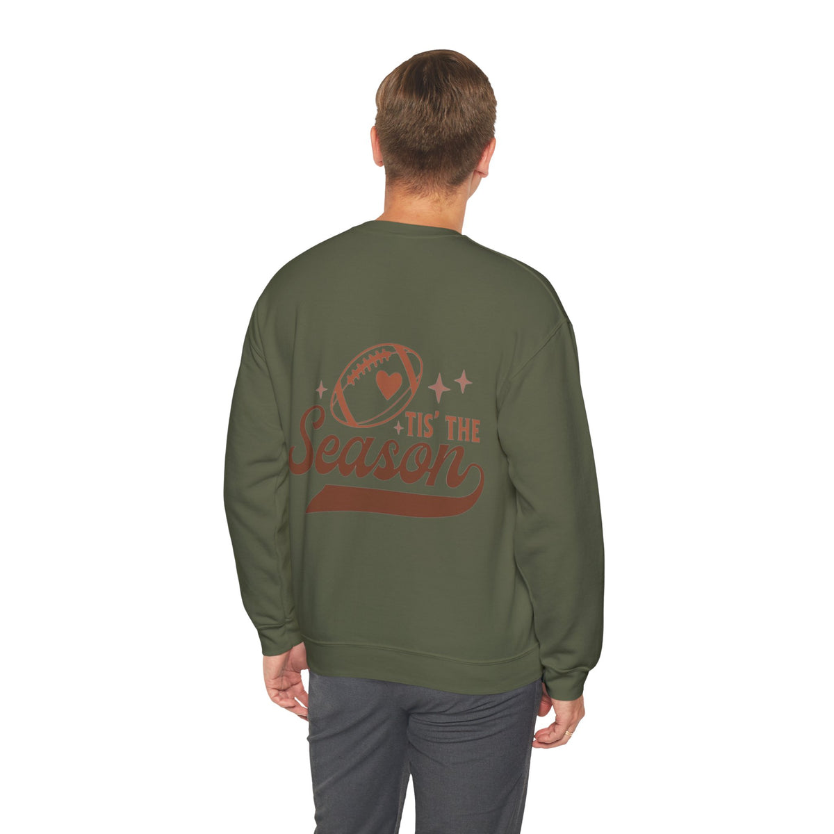 ORVIAN — Cuddles & Touchdowns Football Crewneck, Heart Football Game Day Unisex Heavy Blend