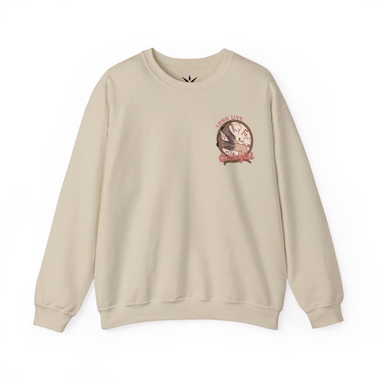 ORVIAN — Howdy Cowgirls Western Crewneck, Leopard Lightning Bolt & Cowgirl Boots Unisex Heavy Blend