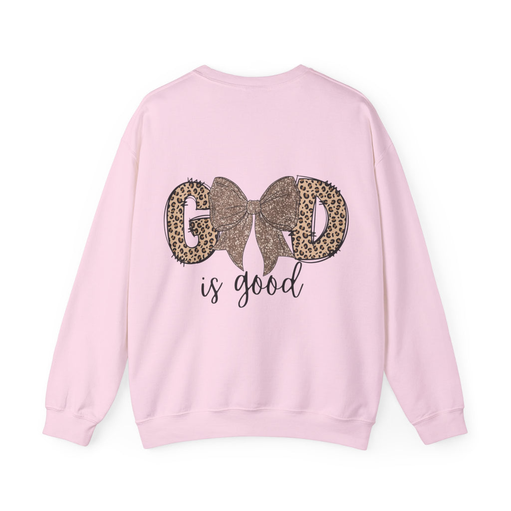 ORVIAN — Leopard Is The New Black & God Is Good Coquette Bow Crewneck, Faith-Inspired Unisex