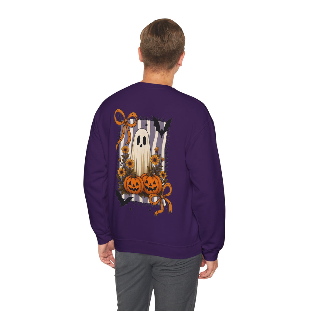 ORVIAN — Spooky & Sweet Ghost Crewneck, Coquette Bow Heart Halloween Unisex Sweatshirt