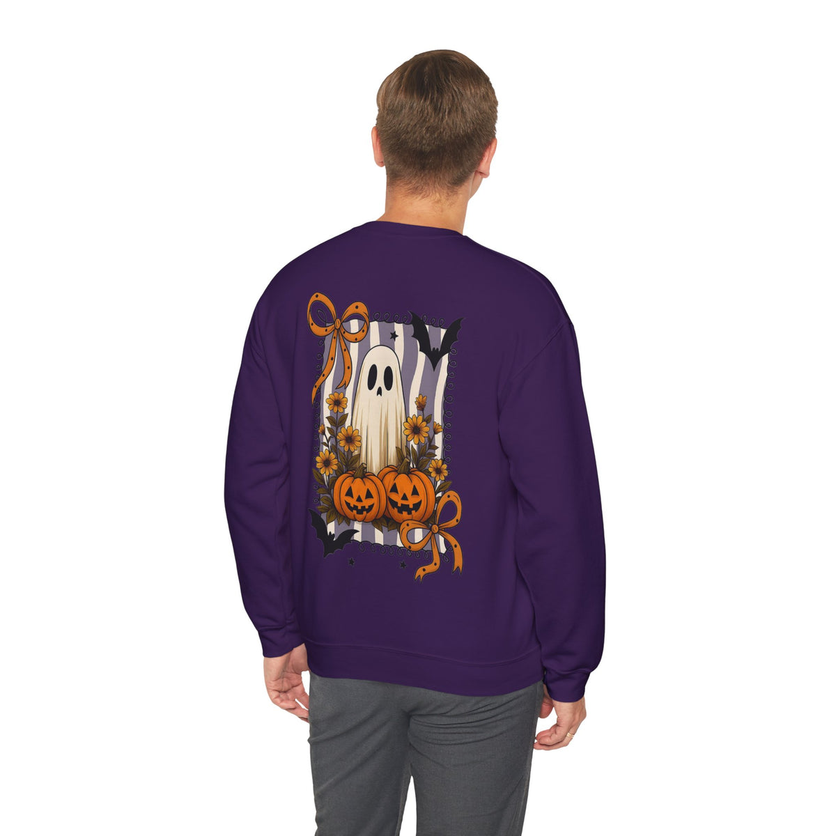 ORVIAN — Spooky & Sweet Ghost Crewneck, Coquette Bow Heart Halloween Unisex Sweatshirt