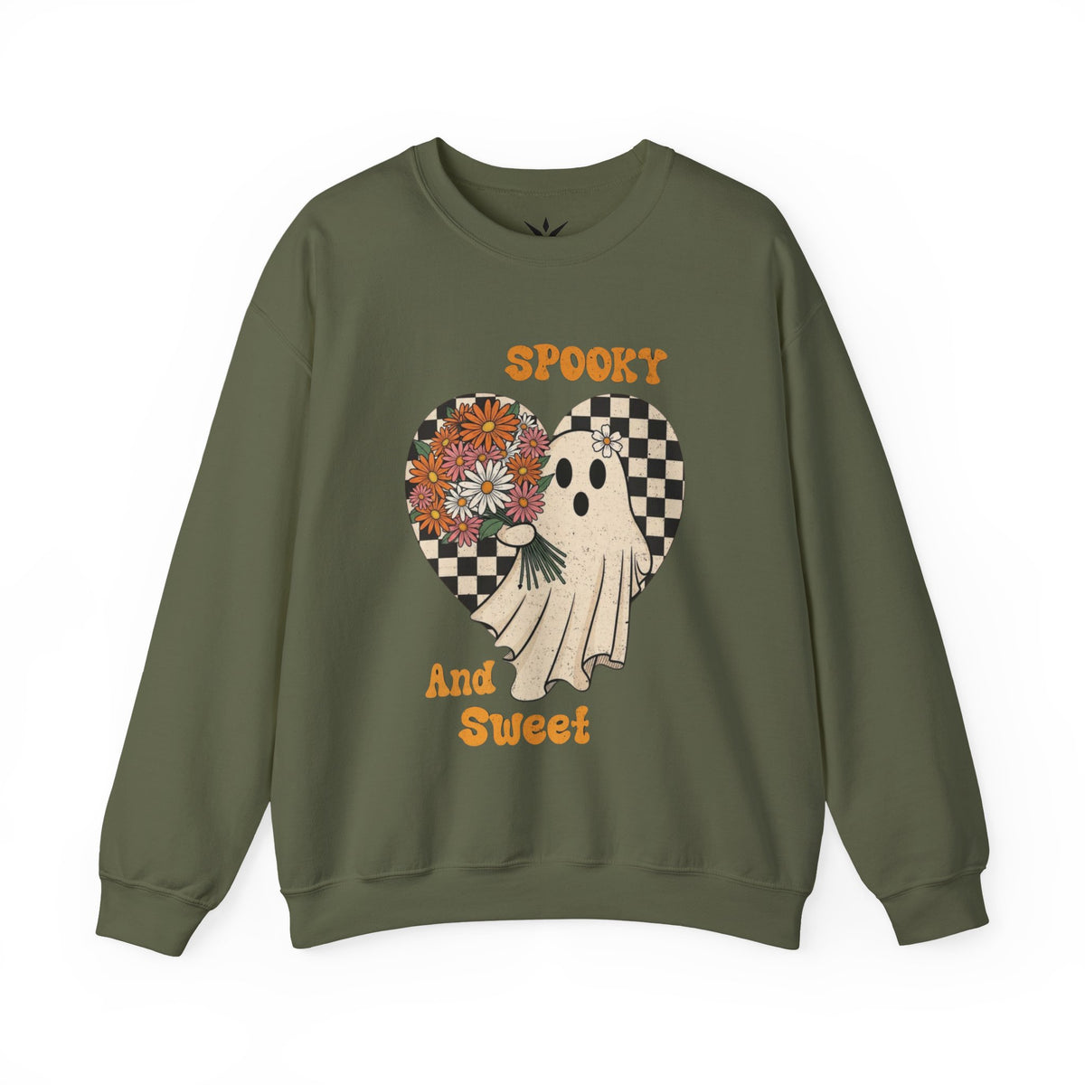 ORVIAN — Spooky & Sweet Ghost Crewneck, Coquette Bow Heart Halloween Unisex Sweatshirt