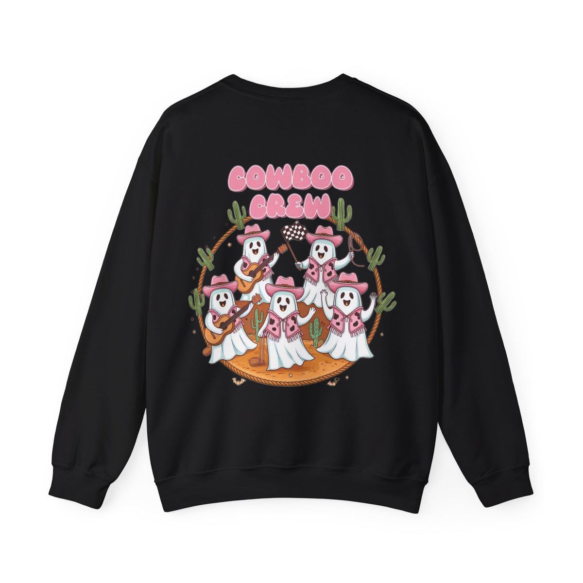 ORVIAN — Howdy Halloween Ghost Cowboy Crewneck, Pink Cowboo Western Unisex Heavy Blend