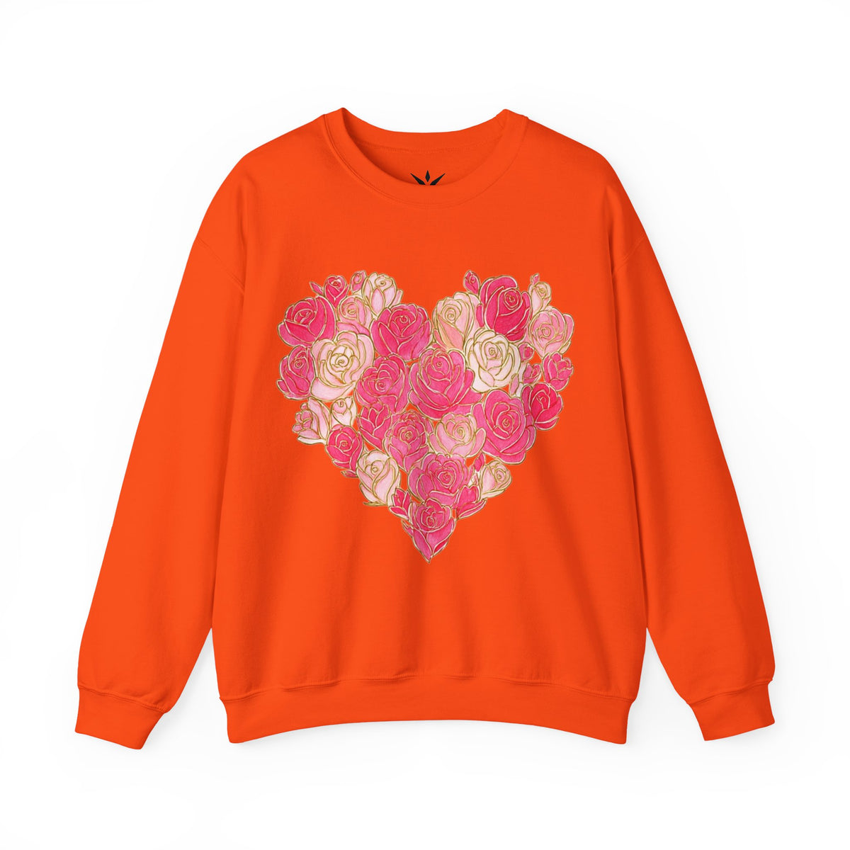 ORVIAN — Floral Rose Heart Crewneck, Romantic Pink Flower Valentine Sweatshirt, Unisex Heavy Blend
