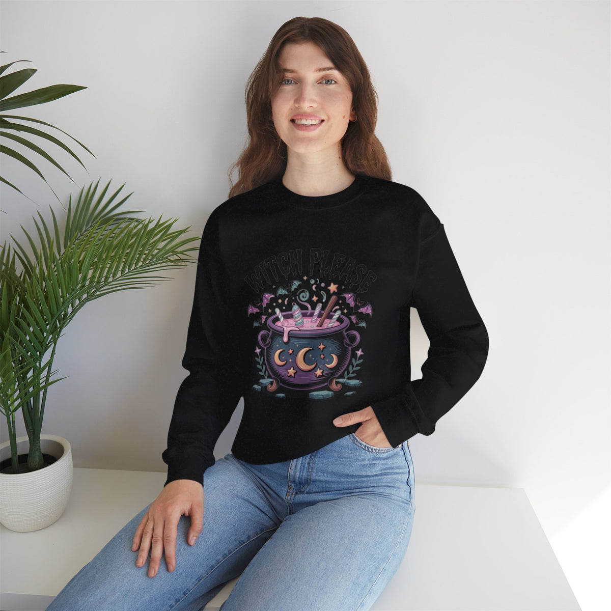 ORVIAN — Witch Please & I'm Just a Housewife Witch Crewneck, Magical Cauldron Unisex Heavy Blend