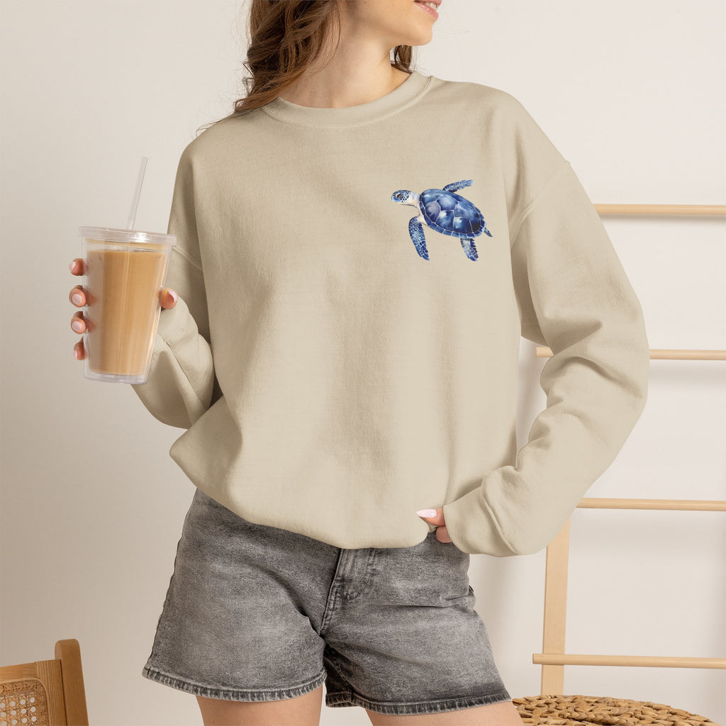 ORVIAN — Sea Turtle & Seashell Starfish Crewneck, Coastal Ocean Nautical Unisex Heavy Blend