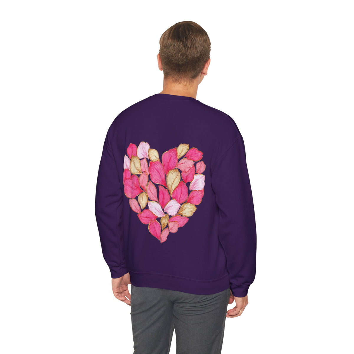ORVIAN — Floral Rose Heart Crewneck, Romantic Pink Flower Valentine Sweatshirt, Unisex Heavy Blend