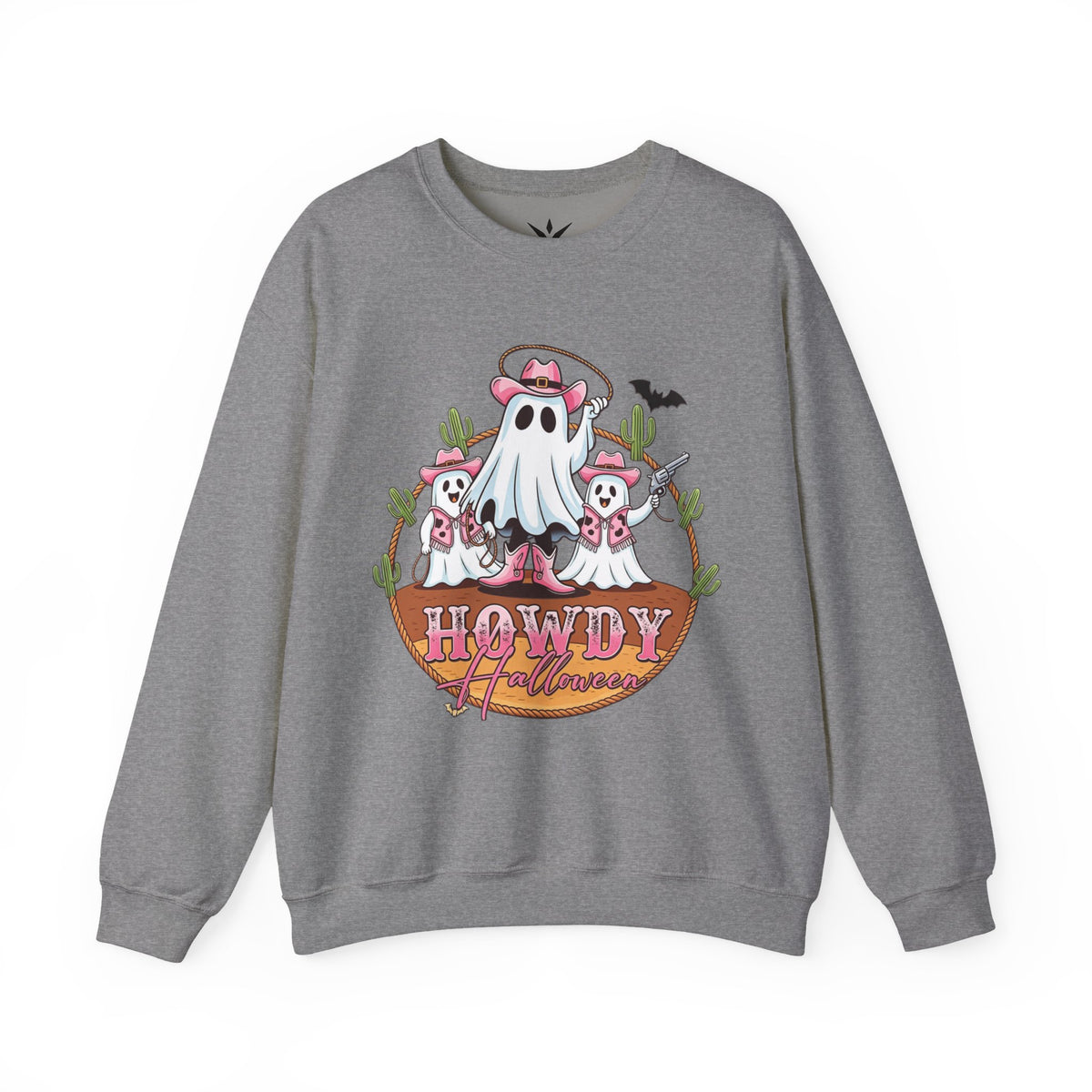 ORVIAN — Howdy Halloween Ghost Cowboy Crewneck, Pink Cowboo Western Unisex Heavy Blend
