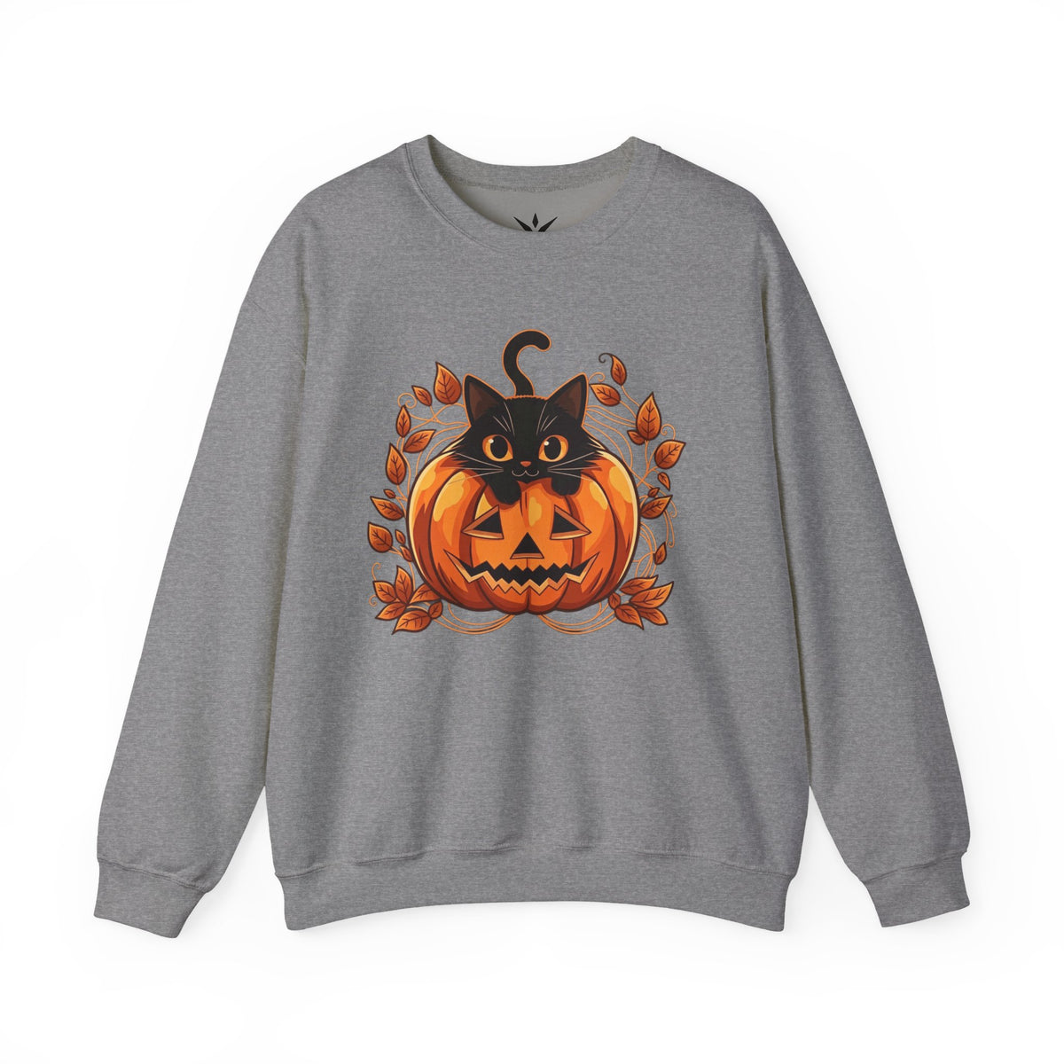 ORVIAN — Black Cat & Pumpkin Halloween Crewneck, Ghost & Coquette Bow Unisex Heavy Blend