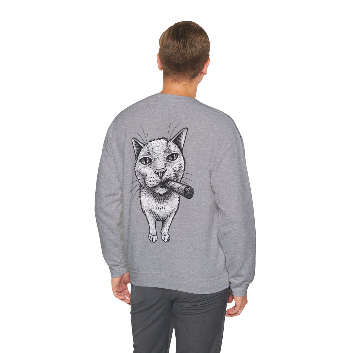 ORVIAN — Chaos Cat Crewneck, Reversed Lettering & Rebel Cat Graphic Unisex Heavy Blend