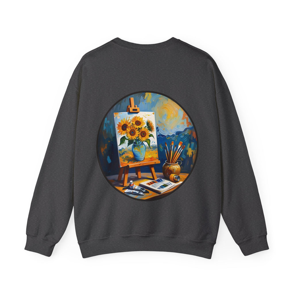ORVIAN — Van Gogh Starry Night Sunflower & Artist Easel Crewneck, Art-Inspired Sweatshirt