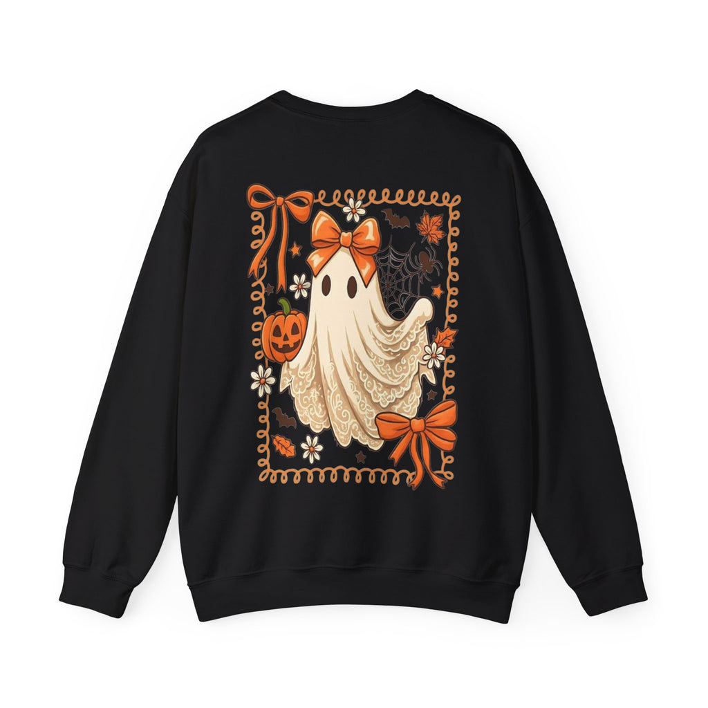 ORVIAN — Coquette Ghost & Bow Halloween Crewneck, Lace Ghost Pumpkin Unisex Sweatshirt