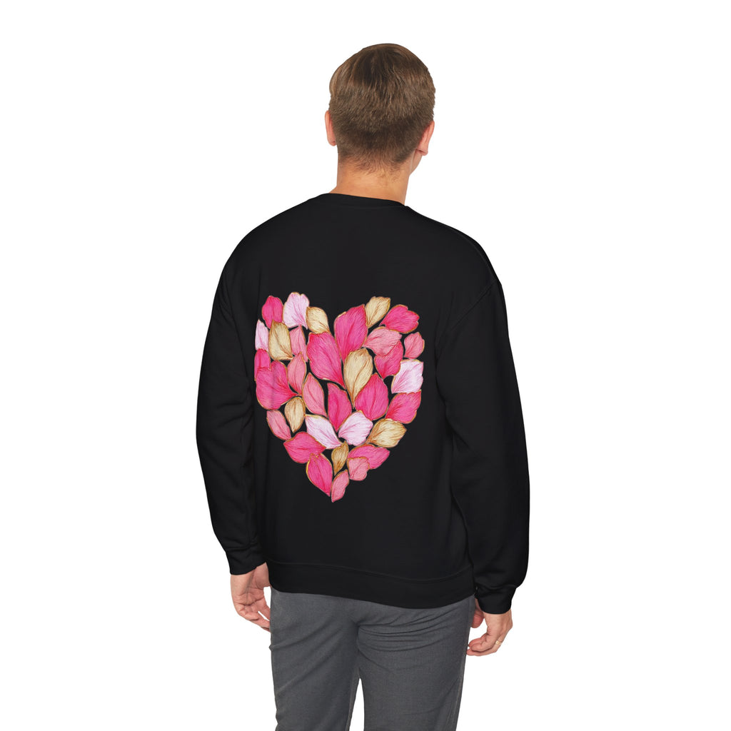 ORVIAN — Floral Rose Heart Crewneck, Romantic Pink Flower Valentine Sweatshirt, Unisex Heavy Blend