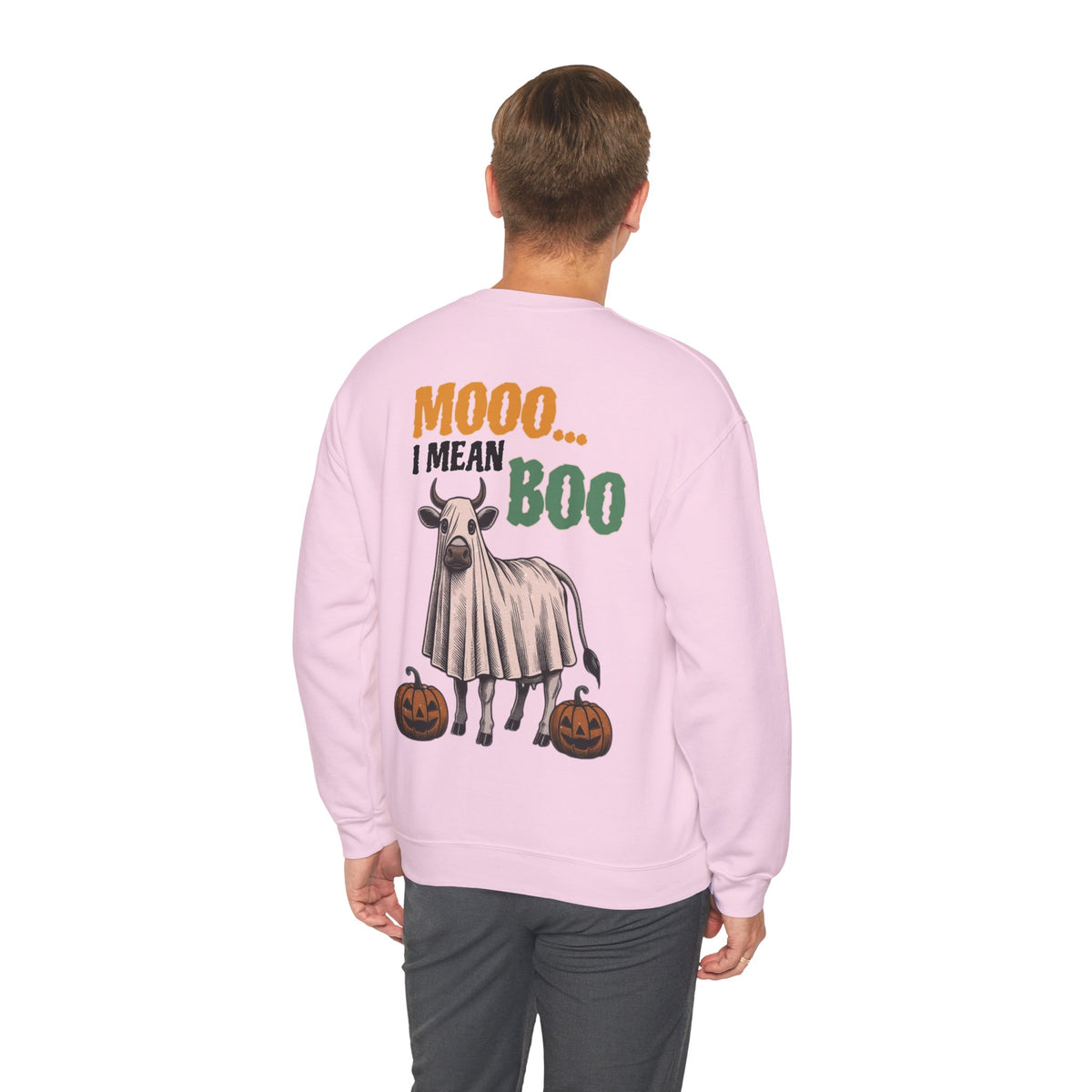 ORVIAN — Howdy Fall Wéstern Pumpkin & Ghost Cow Crewneck, Moo I Mean Boo Halloween Unisex