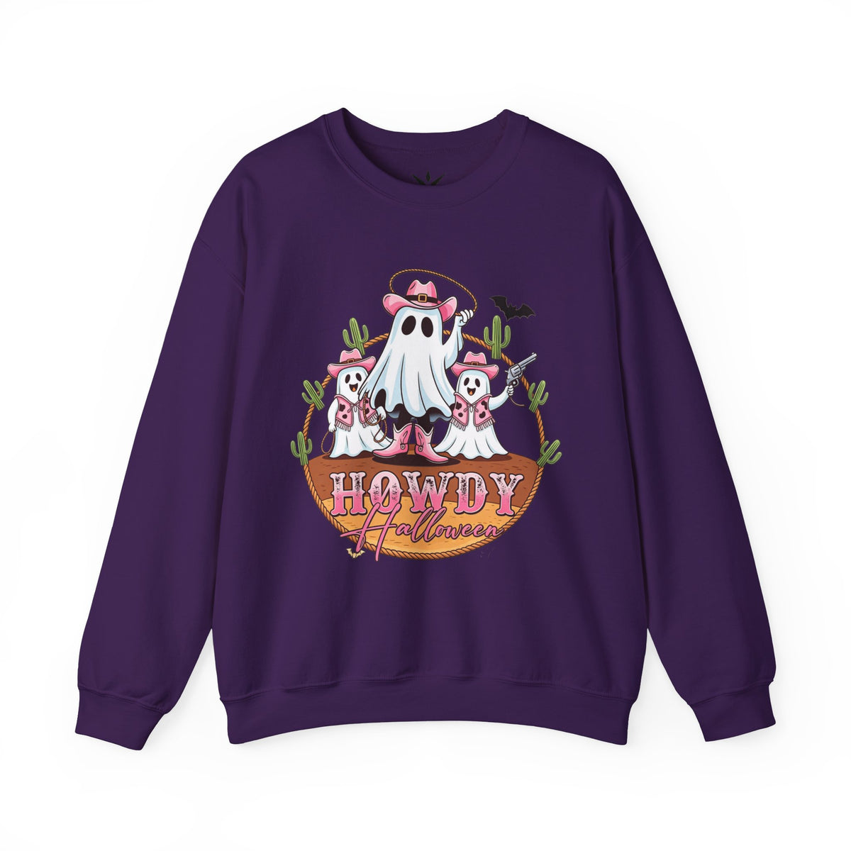 ORVIAN — Howdy Halloween Ghost Cowboy Crewneck, Pink Cowboo Western Unisex Heavy Blend