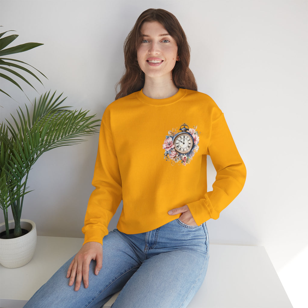 ORVIAN — Blue Watercolor Floral Book Crewneck, Open Book Wildflower Literary Unisex Heavy Blend